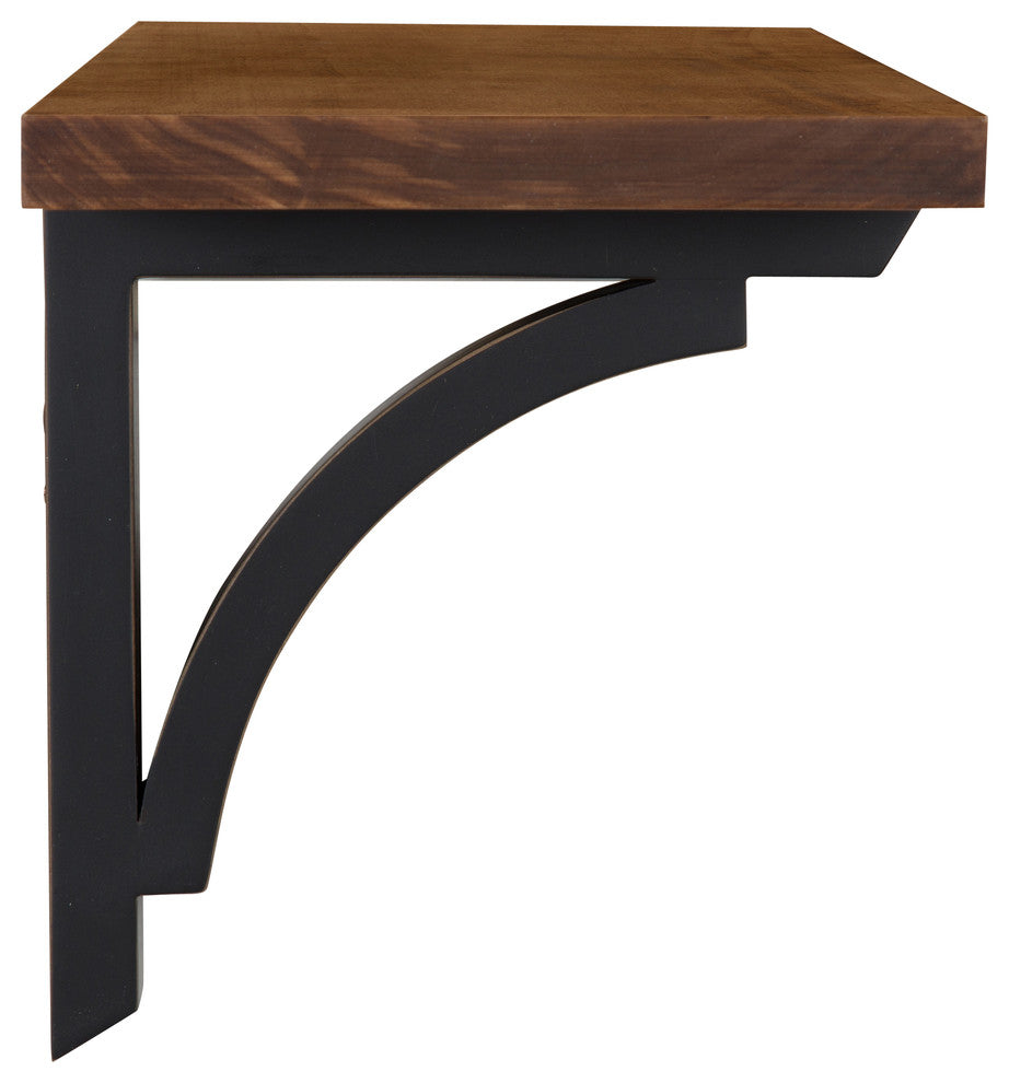 Corblynd Traditional Wood Wall Shelf, Brown, Black, 24
