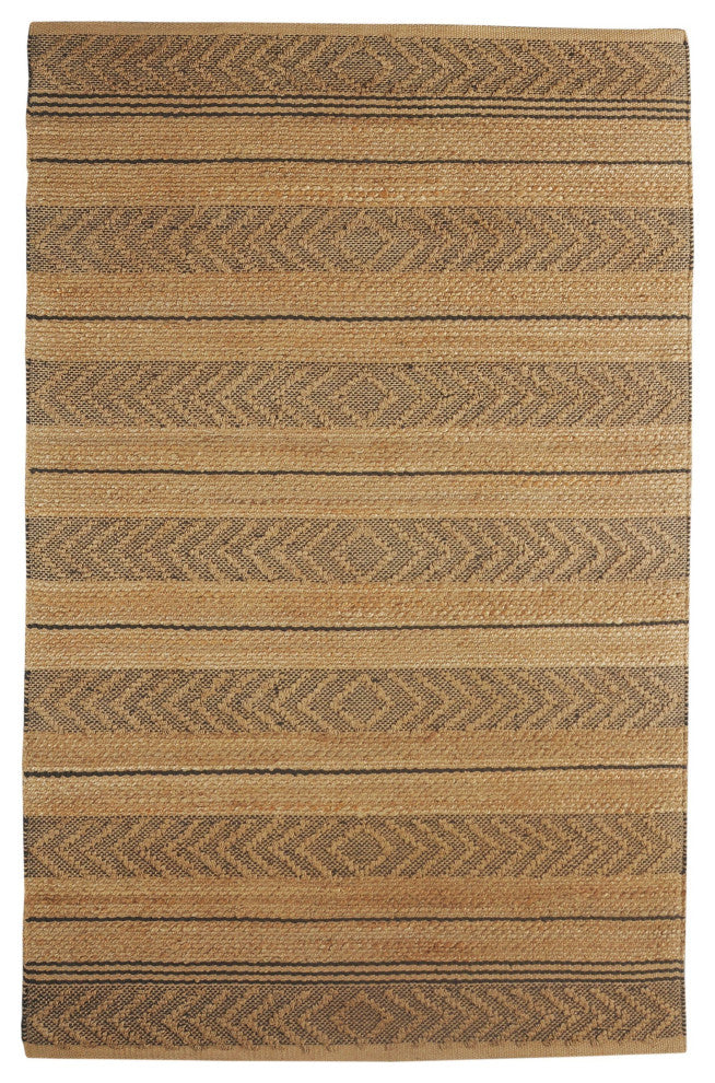 8??x 10??Tan and Gray Bohemian Striped Area Rug