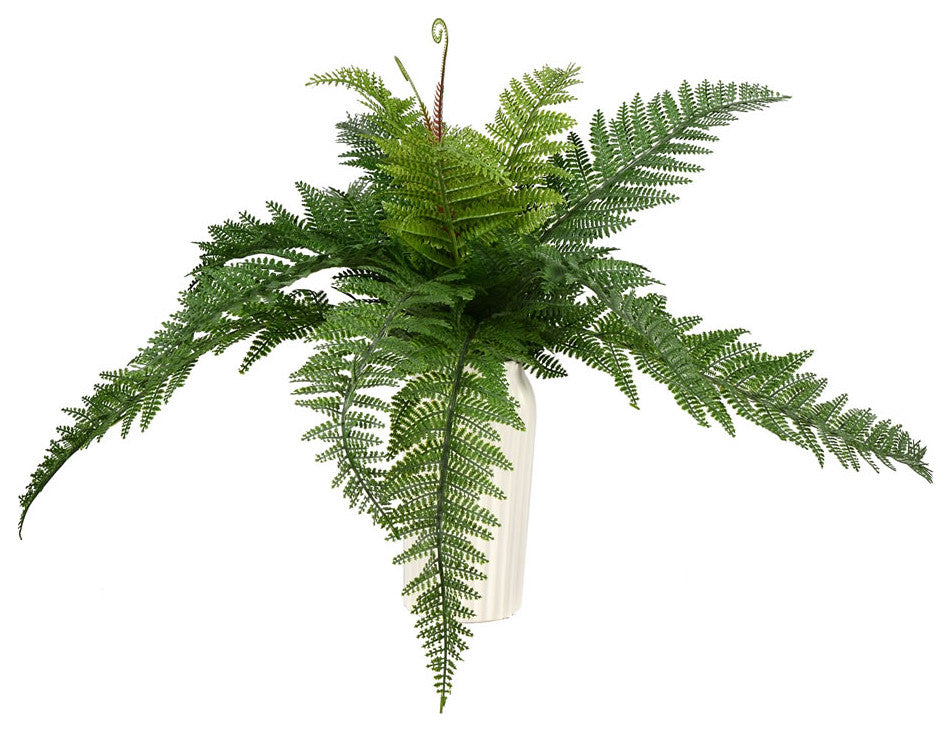 Vickerman 16" Green Leather Fern Bush 13 Leaves UV, Pack of 2