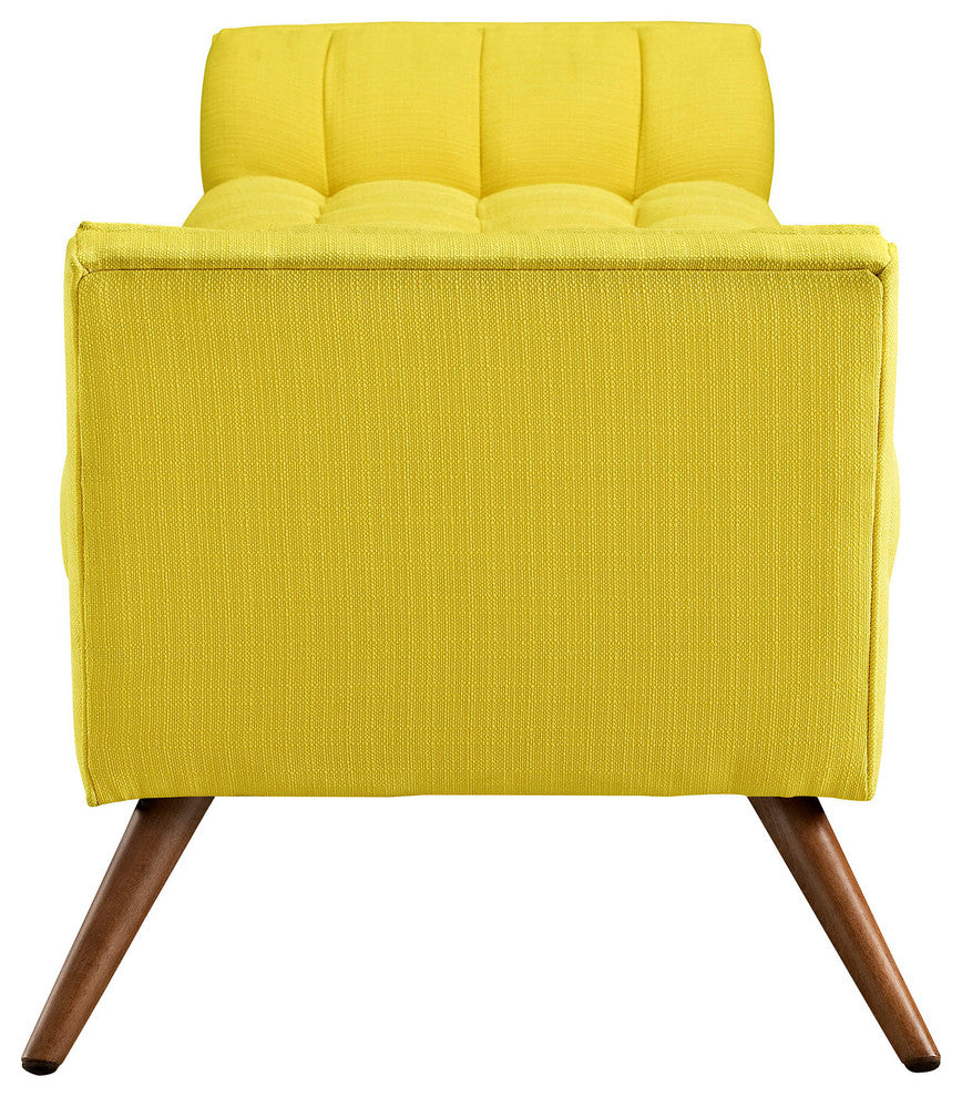 Modern Contemporary Fabric Bench , Yellow, Fabric