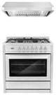 2-Piece Kitchen, 36" 240V Dual Fuel Range and 36" Under Cabinet Range Hood