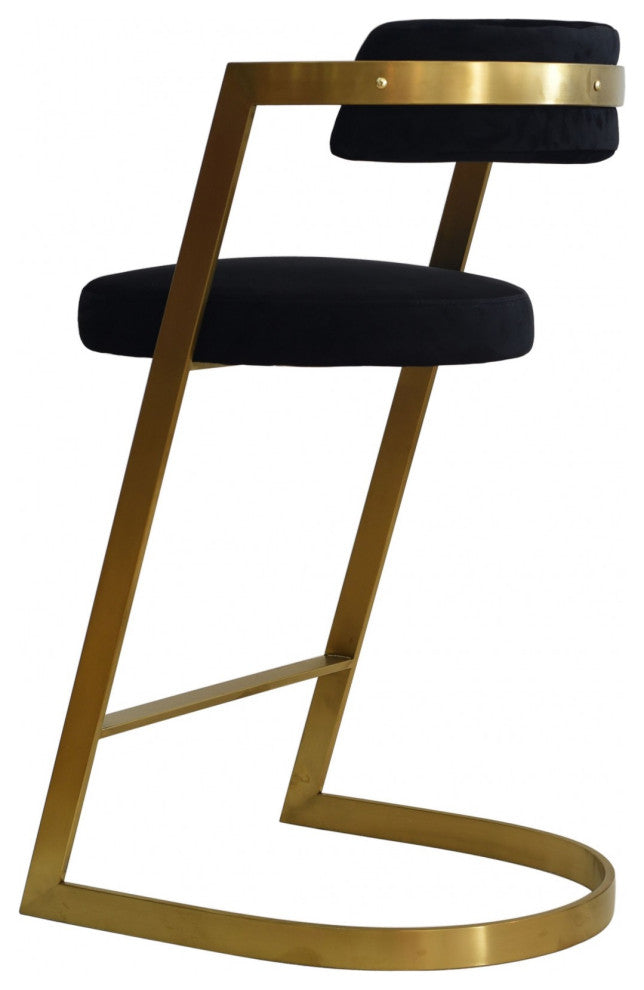 Modrest Shandra Black Velvet, Gold Counter Stool