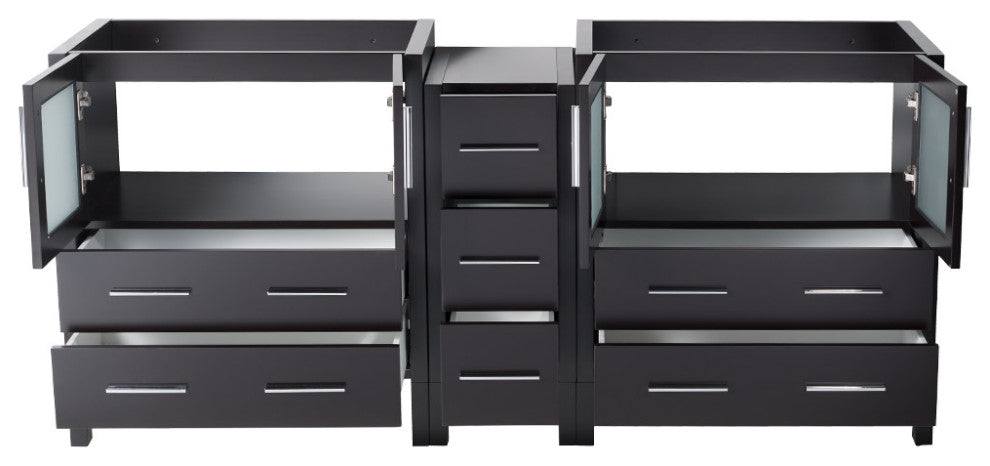 Torino 83"-84" Double Bathroom Cabinet, Espresso, Without Top and Sinks