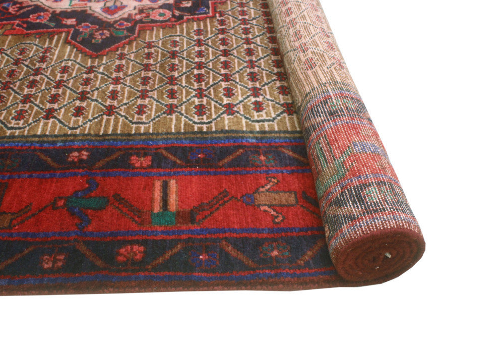 Fine Vintage Distressed Anusheh Beige/Red Rug, 5'0x9'0