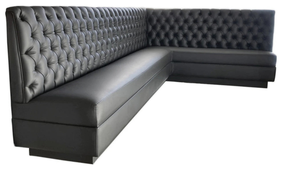 L Shaped Tufted Banquette, Upholstered Dining Banquette, Custom, A 84"xB 84"