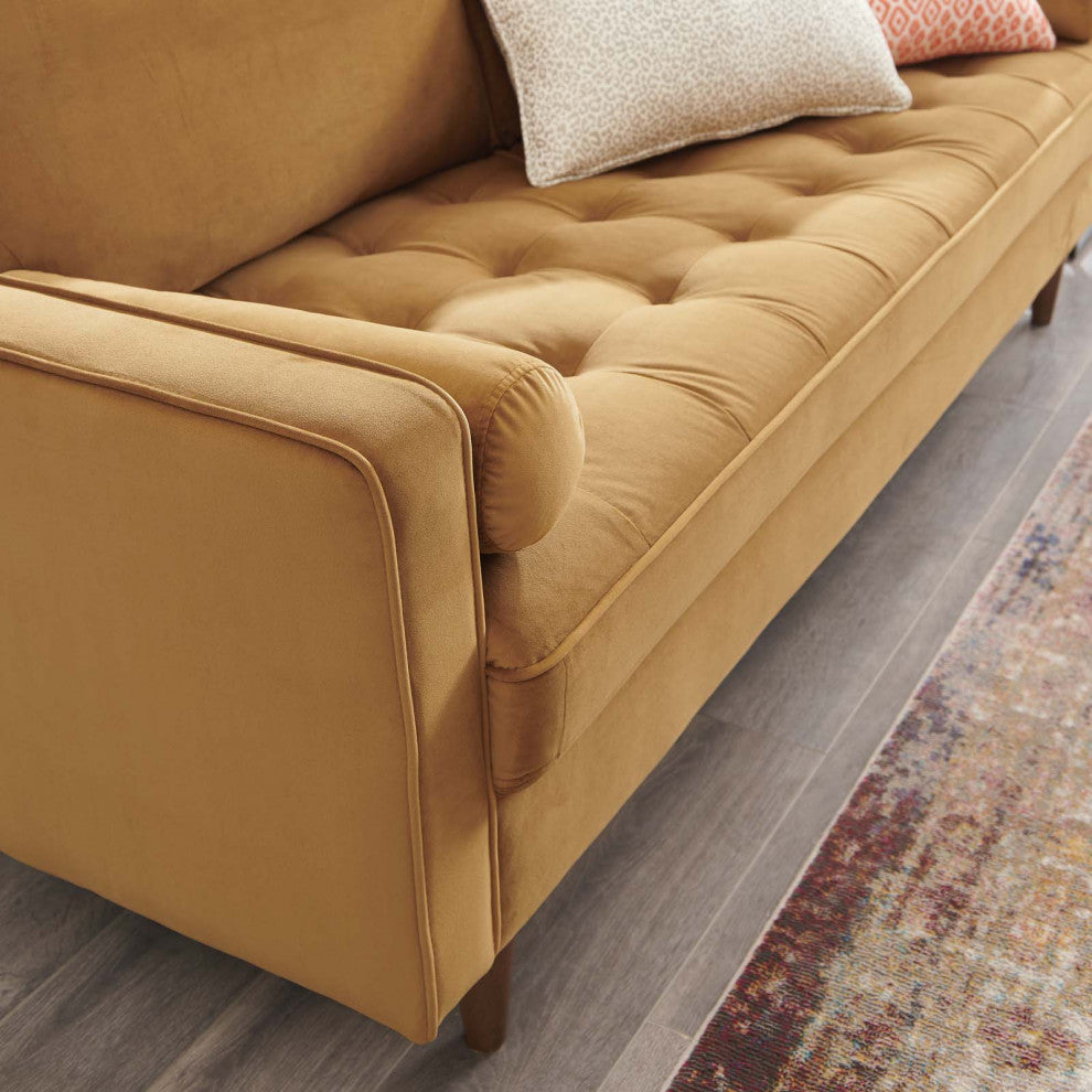 Sofa, Velvet, Brown, Modern, Living Lounge Room Hotel Lobby Hospitality