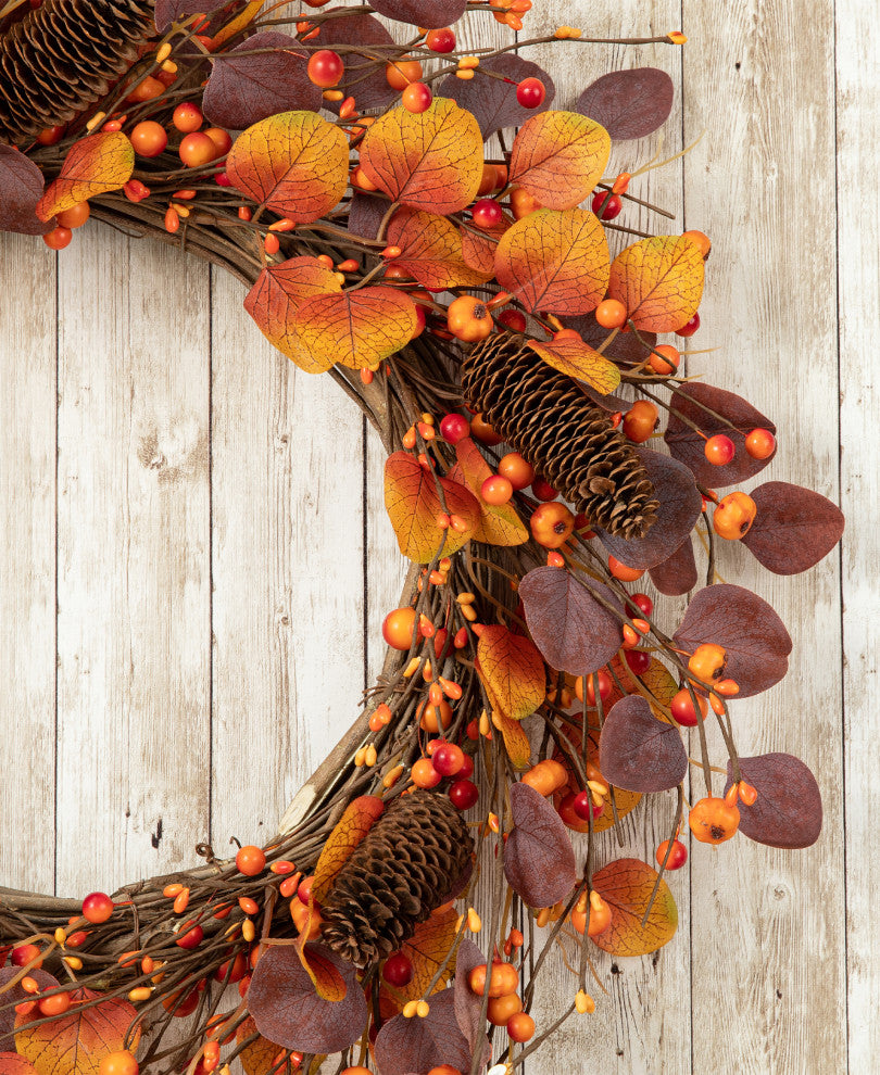 22"D Fall Eucalyptus Berry Wreath