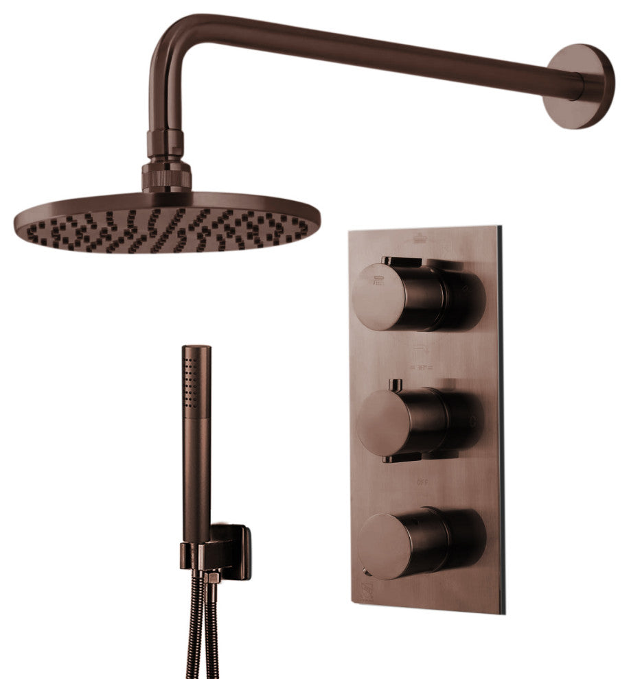 FontanaShowers Thermostatic Light Oil Rubbed Bronze Rainfall Shower Set