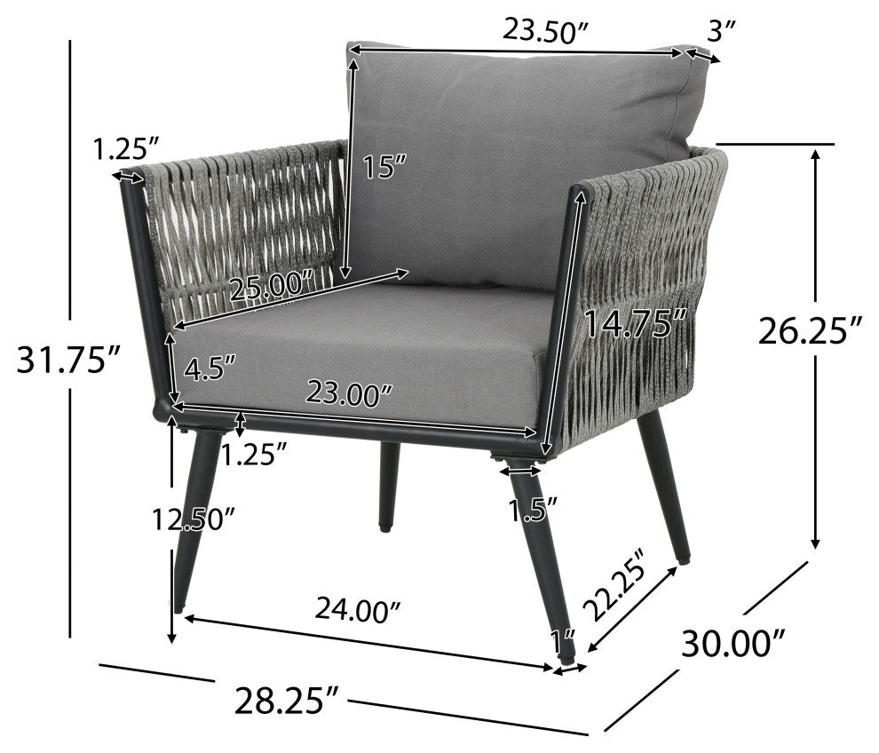Shipley Outdoor Wicker and Aluminum Club Chair