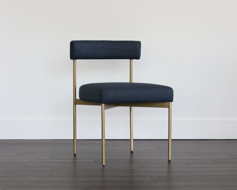 Seneca Dining Chair, Antique Brass, Arena Navy, Set of 2