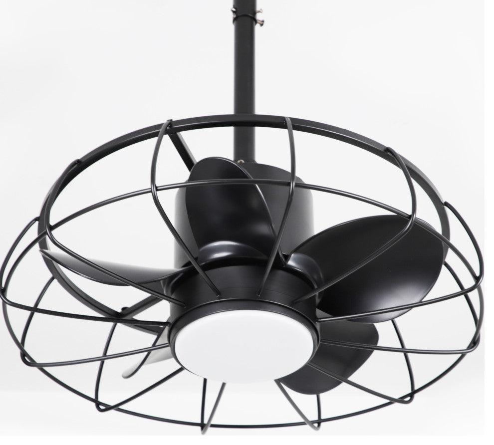 20-inch Modern Outdoor Black Small Cage Black LED Ceiling Fan with Remote