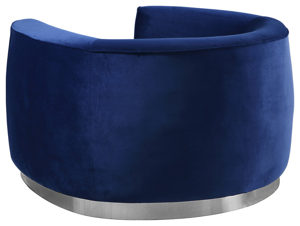 Julian Velvet Upholstered Chair, Navy, Chrome Base