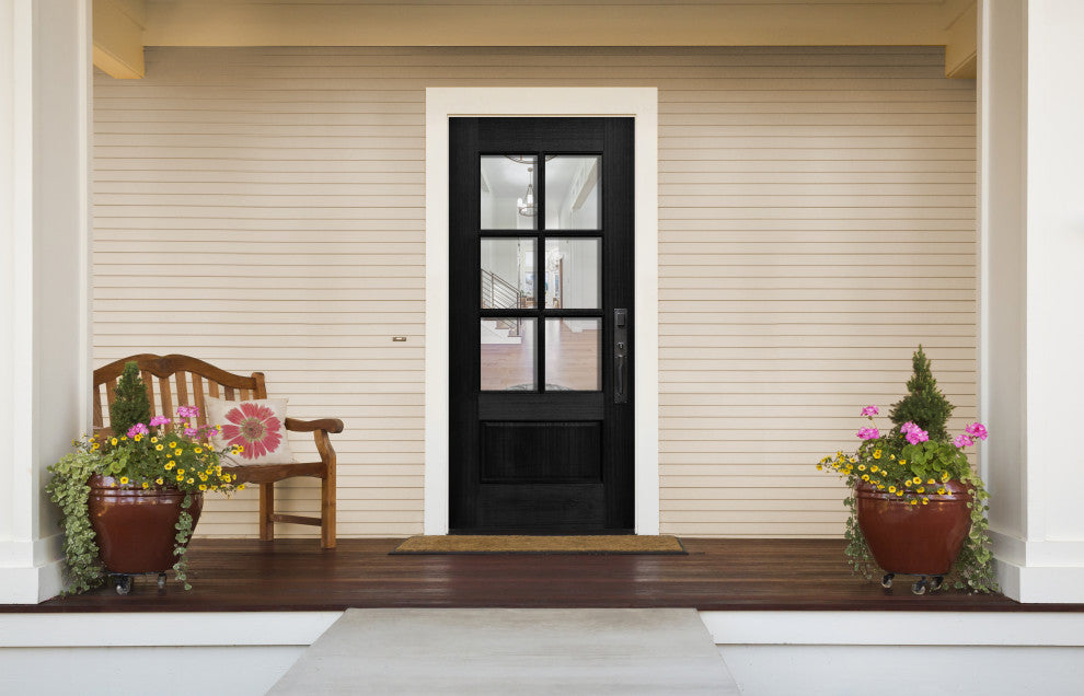 6 Lite TDL Wood Door, Charcoal, Left Hand in-Swing