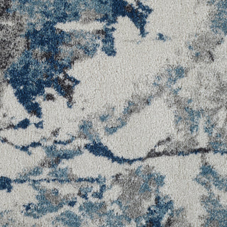 Clifton Abstract Ivory Blue Power-Loom Area Rug 5'3" x 7'6"