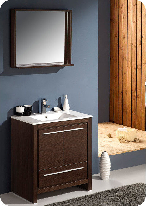 Fresca Allier Wenge Brown Modern Bathroom Cabinet With Sink, 30"