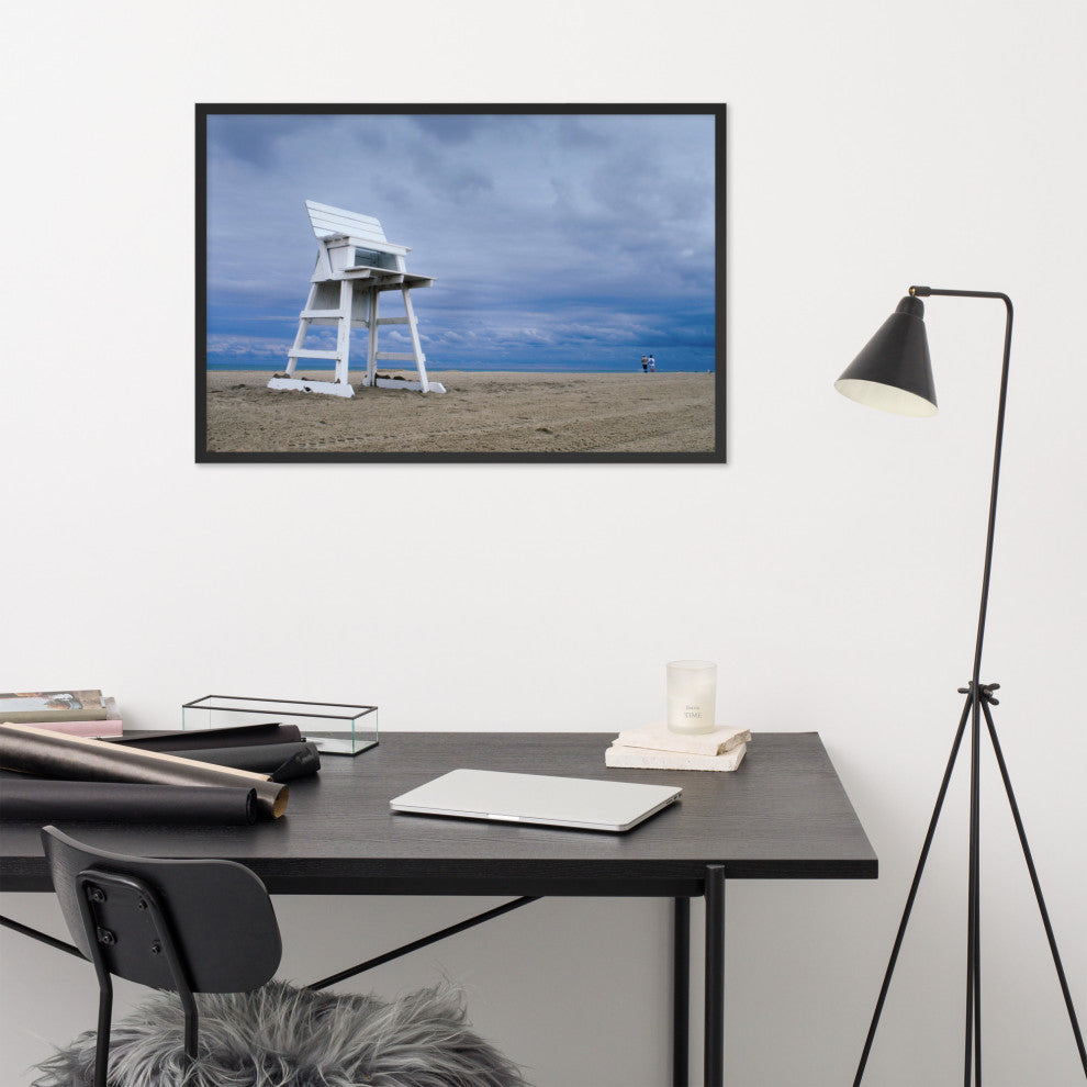 Approaching Storm Landscape Photo Paper Coastal Art Framed Wall Art Print, Black, 24" X 36"