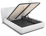 Agoura Queen Storage Bed, White PU Leather