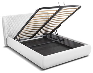 Agoura Queen Storage Bed, White PU Leather