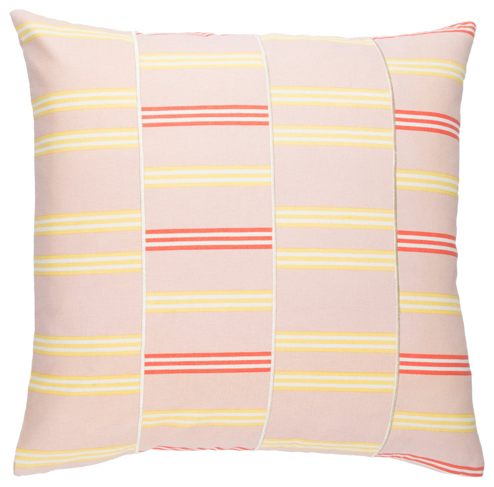Surya Lina INA-004 20"x20" Pillow Cover, Pale Pink/Butter/Cream/Orange
