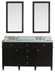 Samantha 60" Bathroom Vanity With Carrera Marble Top and Mirror