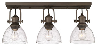 Hines 3-Light Semi-Flush, Rubbed Bronze With Opal Glass, Rubbed Bronze With Seed