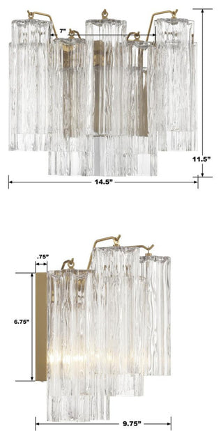 CRYSTORAMA Addis 2 Light Aged Brass Wall Mount