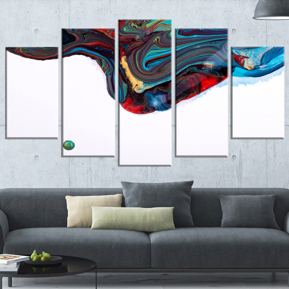 "Multi-Color Abstract Acrylic Paint Mix" Abstract Wall Artwork, 5 Panels