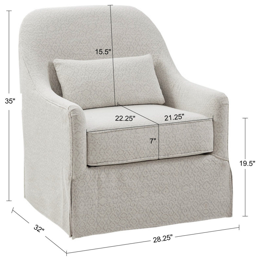 Madison Park Theo Swivel Glider Chair, Ivory/Black