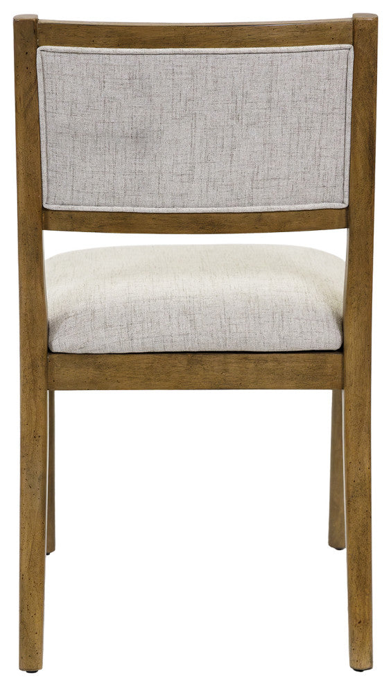 Two Wood Modern Upholstered Back Chairs, Set of 2, Brown