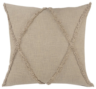 Boho Diamond Tufted Cotton Throw Pillow, Taupe, 20" X 20"
