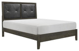 Lexicon Edina Contemporary Wood and Faux Leather Queen Bed in Dark Gray/Black
