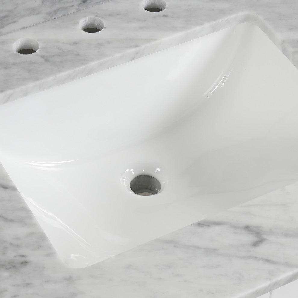 30" W x 22" D x 33" H Bath Vanity, White With Carrara White Marble