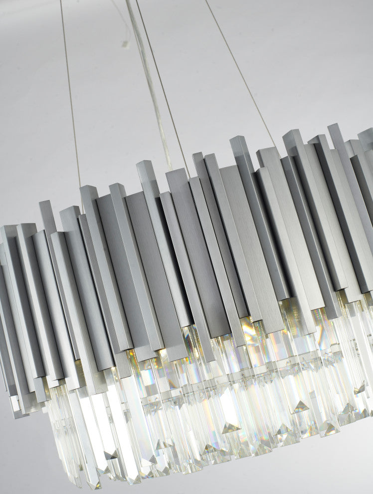 8-Light D22" Chrome Stainless Steel Chandelier With Clear Crystals