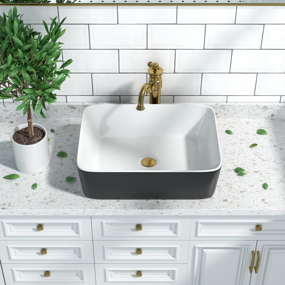 19"X15" Ceramic Rectangular Vessel Bathroom Above Counter Sink