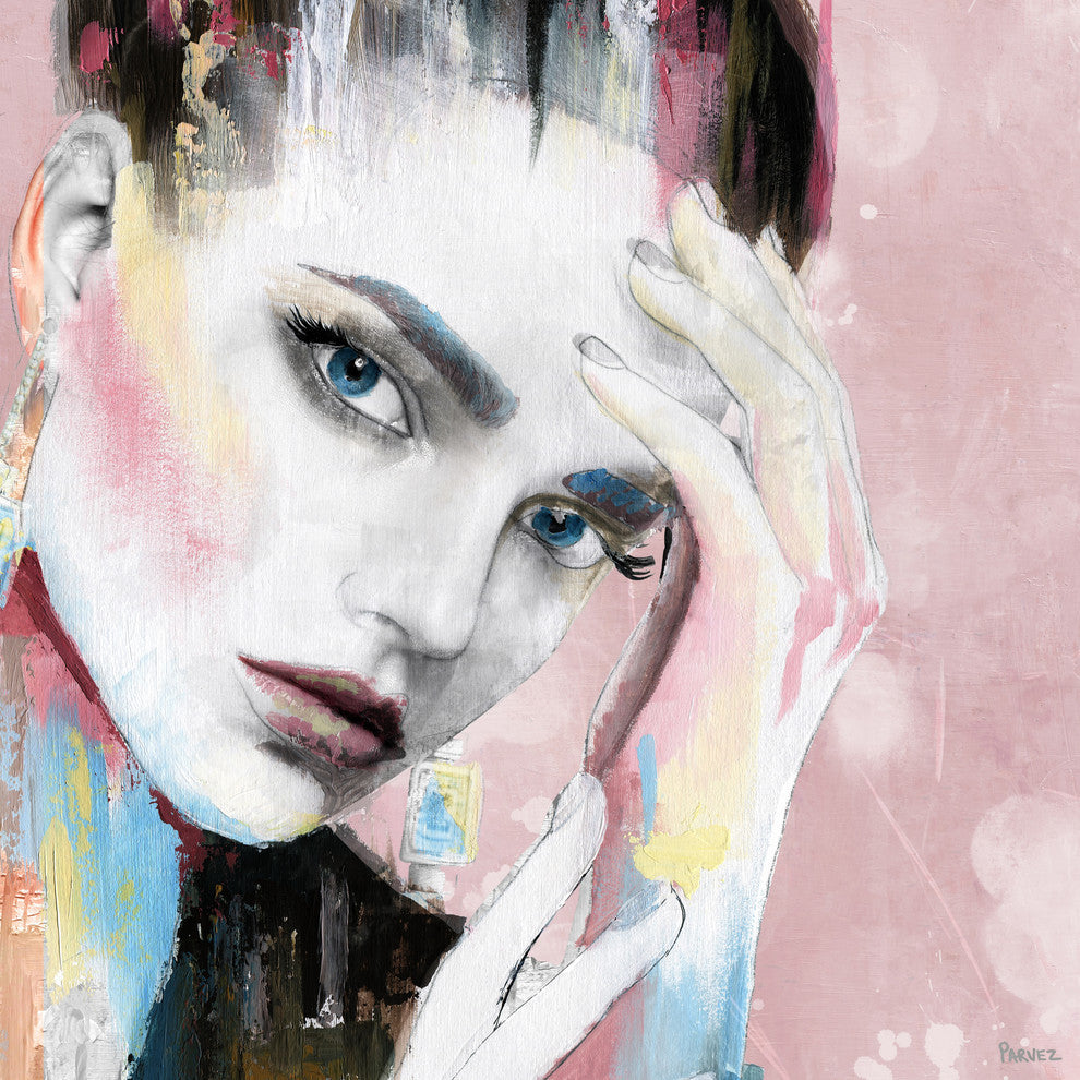 "Doubtful Pose II" Painting Print on Wrapped Canvas, 18"x18"