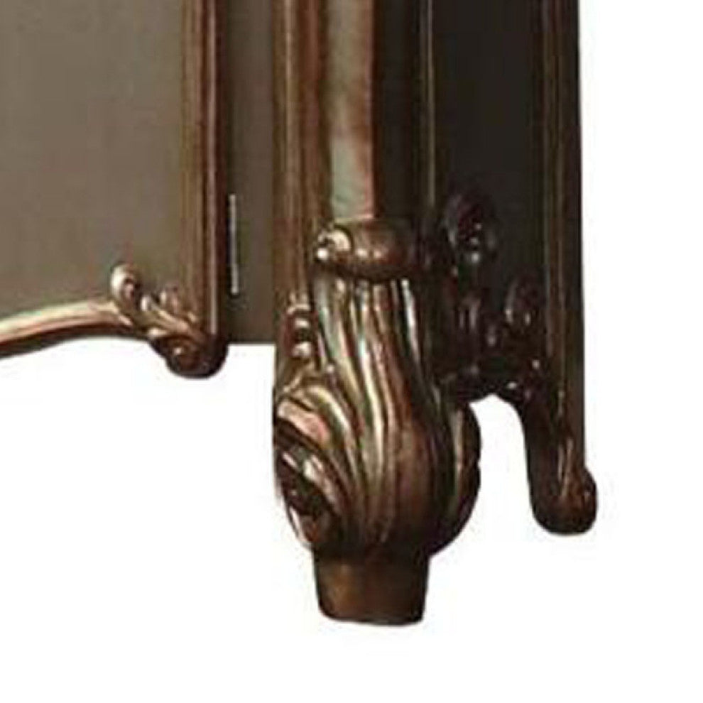 Benzara BM185902 Wooden Dresser With Scrolled Poster Legs, Gold And Bone White
