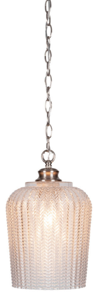 Cordova 1-Light Chain Hung Pendant, Brushed Nickel/Clear Textured