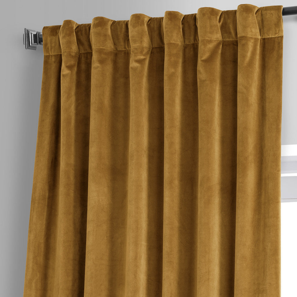 Signature Plush Velvet Blackout Curtain Single Panel, Apple Cider Gold, 50wx84l