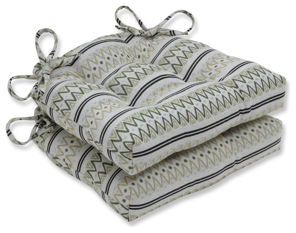 Pillow Perfect Indoor Zig Zag Avocado Green Reversible Chair Pad, Set of 2