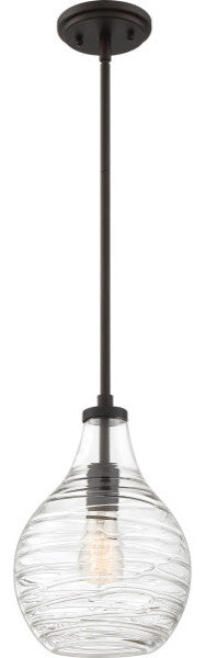 Quoizel QPP4019 Genie 1 Light 9"W Mini Pendant / Semi-Flush - Old Bronze