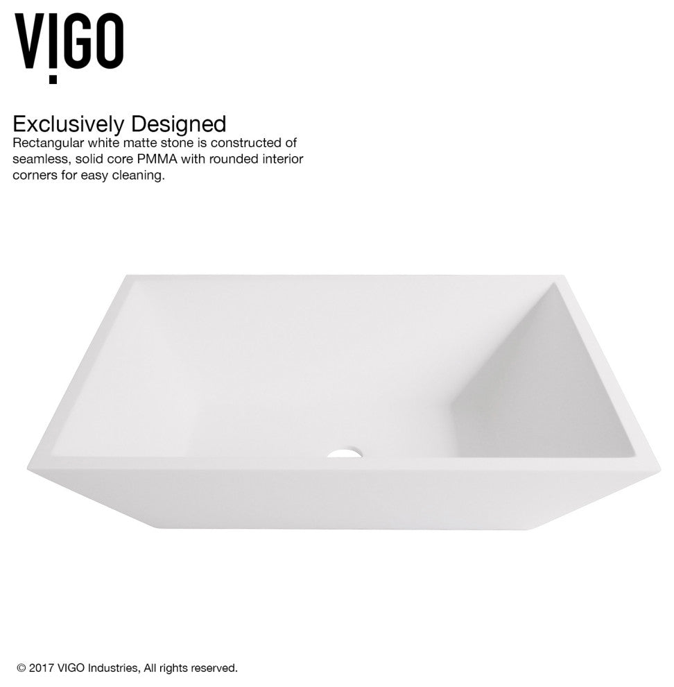 Vinca 18"L x 14"W MatteStone Vessel Sink and Milo 13"H Faucet Set