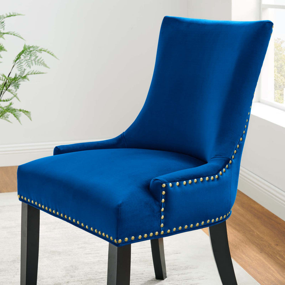 Marquis Performance Velvet Dining Chairs, Set of 2, Navy
