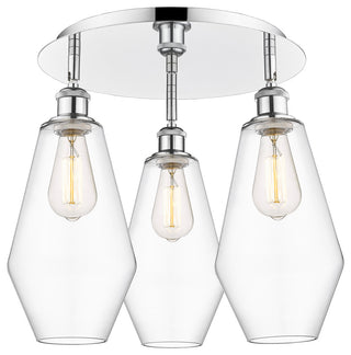 Cindyrella-3 Light 19" Flush Mount-Polished Chrome, Clear Glass Shade