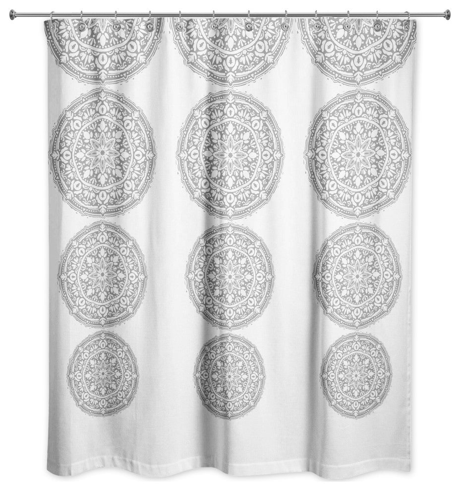Gray Medallion Pattern 71x74 Shower Curtain