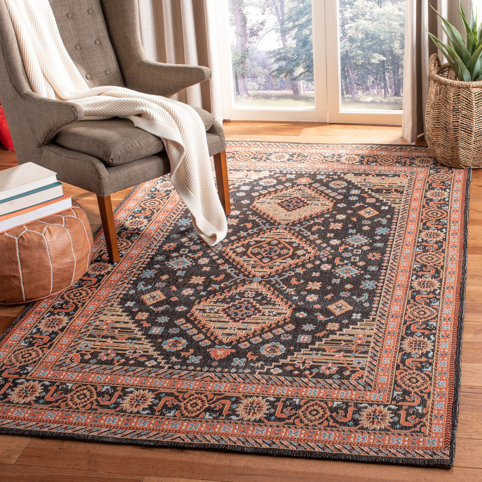 Safavieh Classic Vintage Collection CLV114 Rug, Black/Rust, 5' X 8'