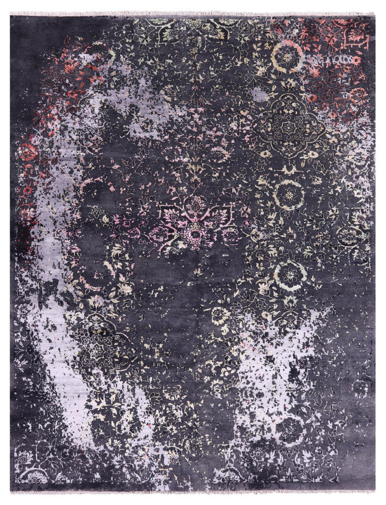 Wool and Silk Modern Hand Knotted Rug 8' 2" X 10' 4" Q8494
