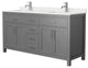 66" Double Bathroom Vanity Dark Gray, Carrara Cultured Marble Countertop, Sinks