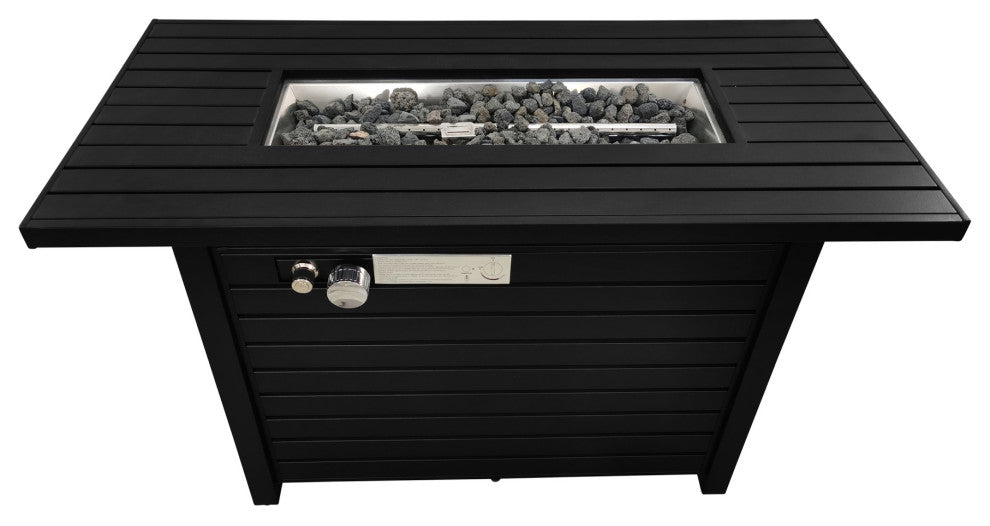 Steel Outdoor Fire Pit Table With Lid, Black