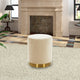 Remmey 16" Modern Round Velvet Vanity Ottoman, Beige