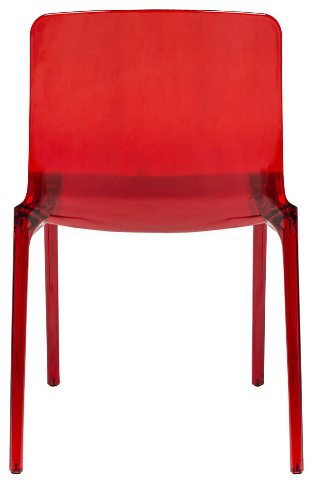 LeisureMod Murray Lucite Stackable Molded Dining Side Chair, Set of 4, Red